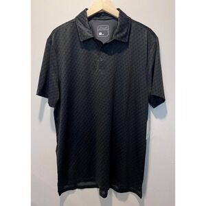 Stylus Mens‎ Polo Shirt Large Black Diamond Pattern Short Sleeve Collared NWT